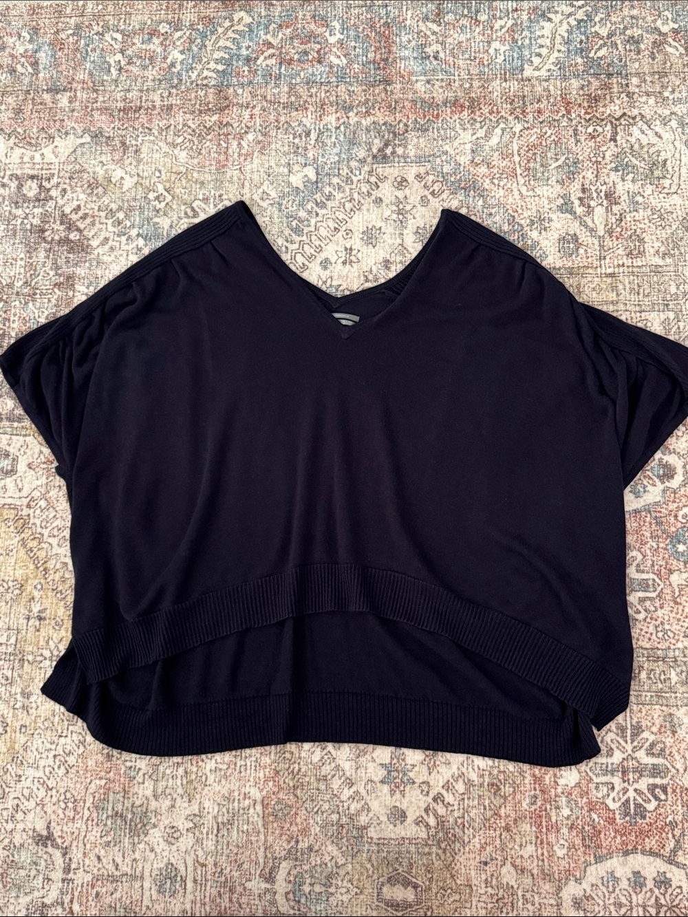 Anthropologie Oversized Navy Knit Top